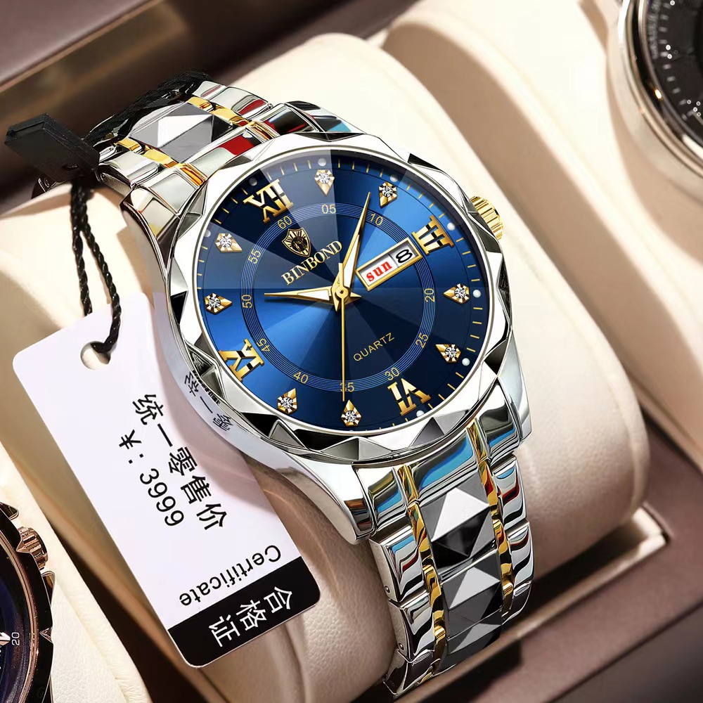 BINBOND 2521 Luxury Brand Luminous Quartz Watch For Men